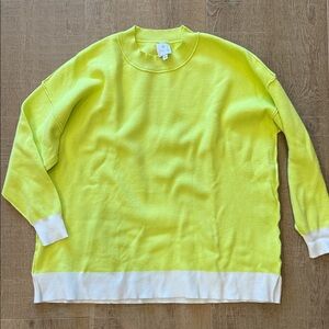 J Marie Timber Sweater Oversized size XS Retail $110 Price $55 Lime Green White